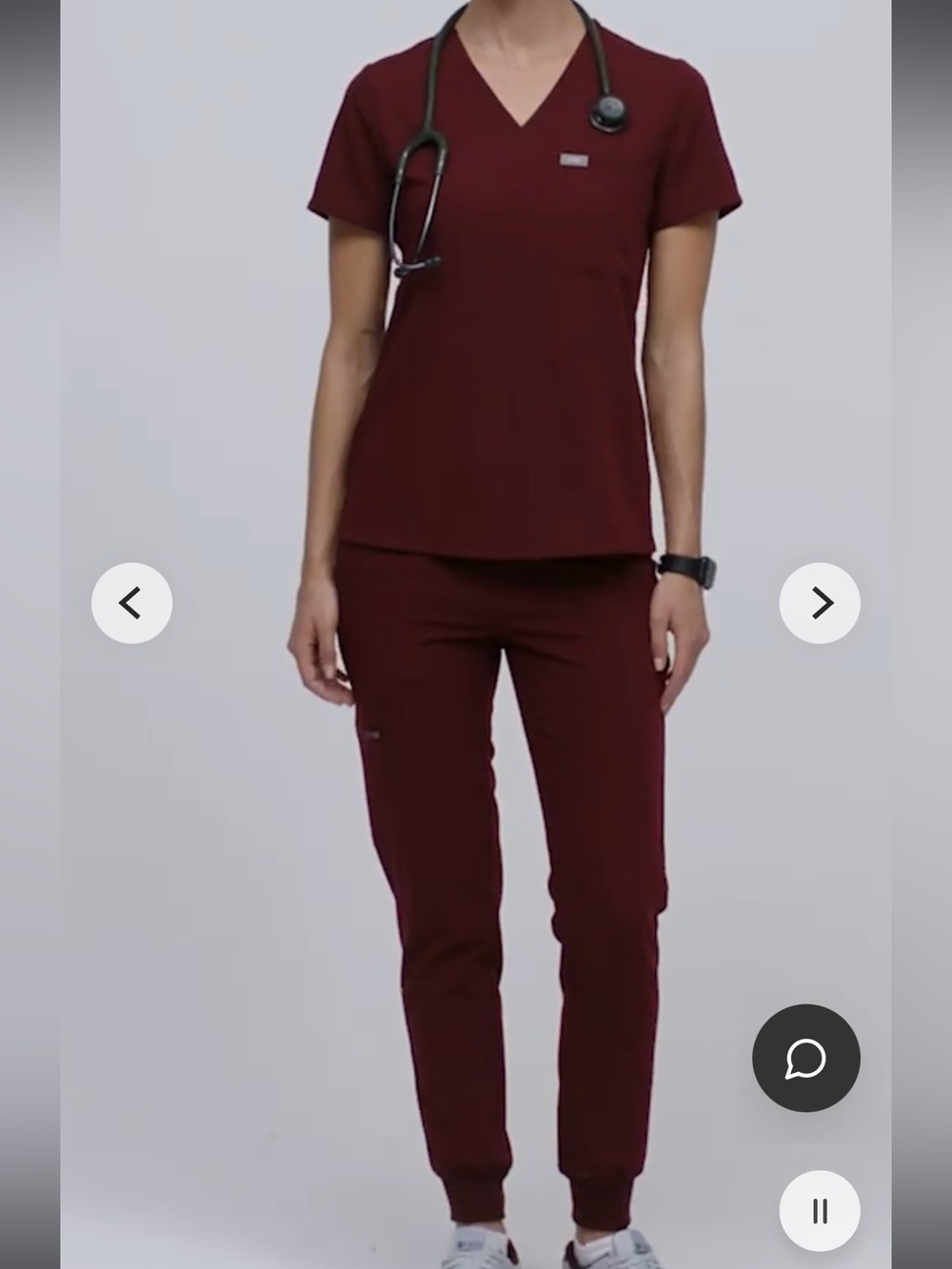Figs XL Petite Burgundy V-Neck Scrub Top & Jogger Pants